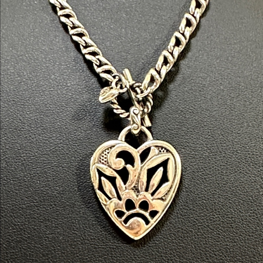 Brighton Retired Cheshire Dog Paw Design Heart Pendant Necklace - Picture 7 of 9